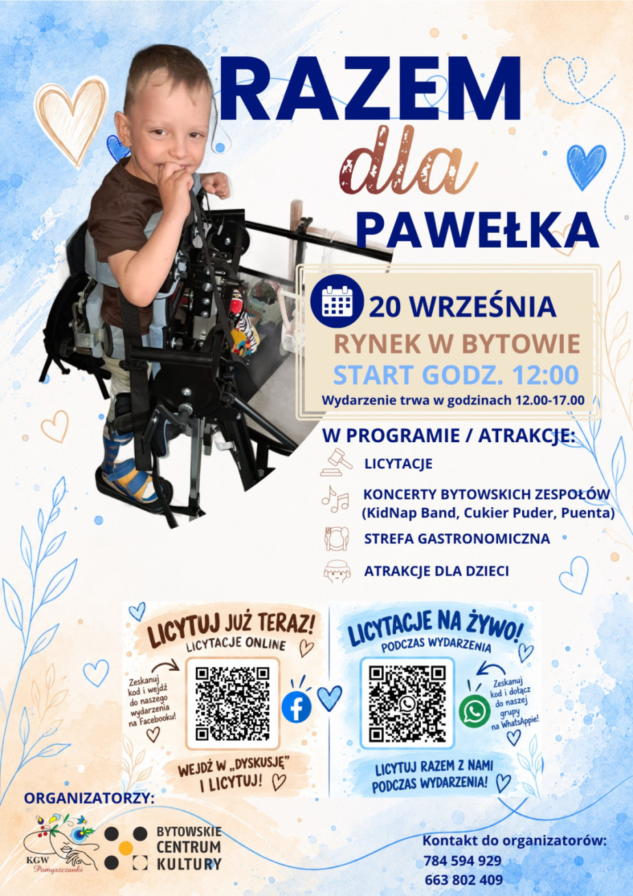 W Bytowie jutro (20.09) charytatywna akcja "Razem dla Pawełka"