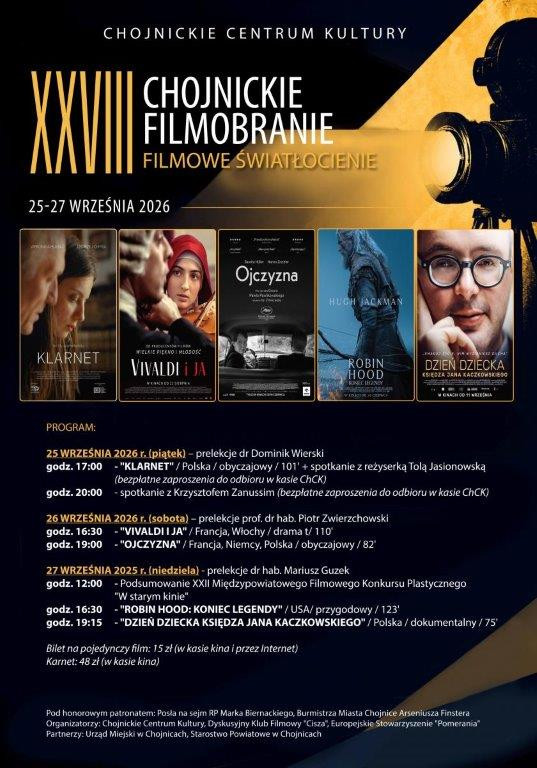 Przed nami 28. Chojnickie Filmobranie. Na otwarcie (25.09) filmowa prapremiera i spotkanie z Krzysztofem Zanussim