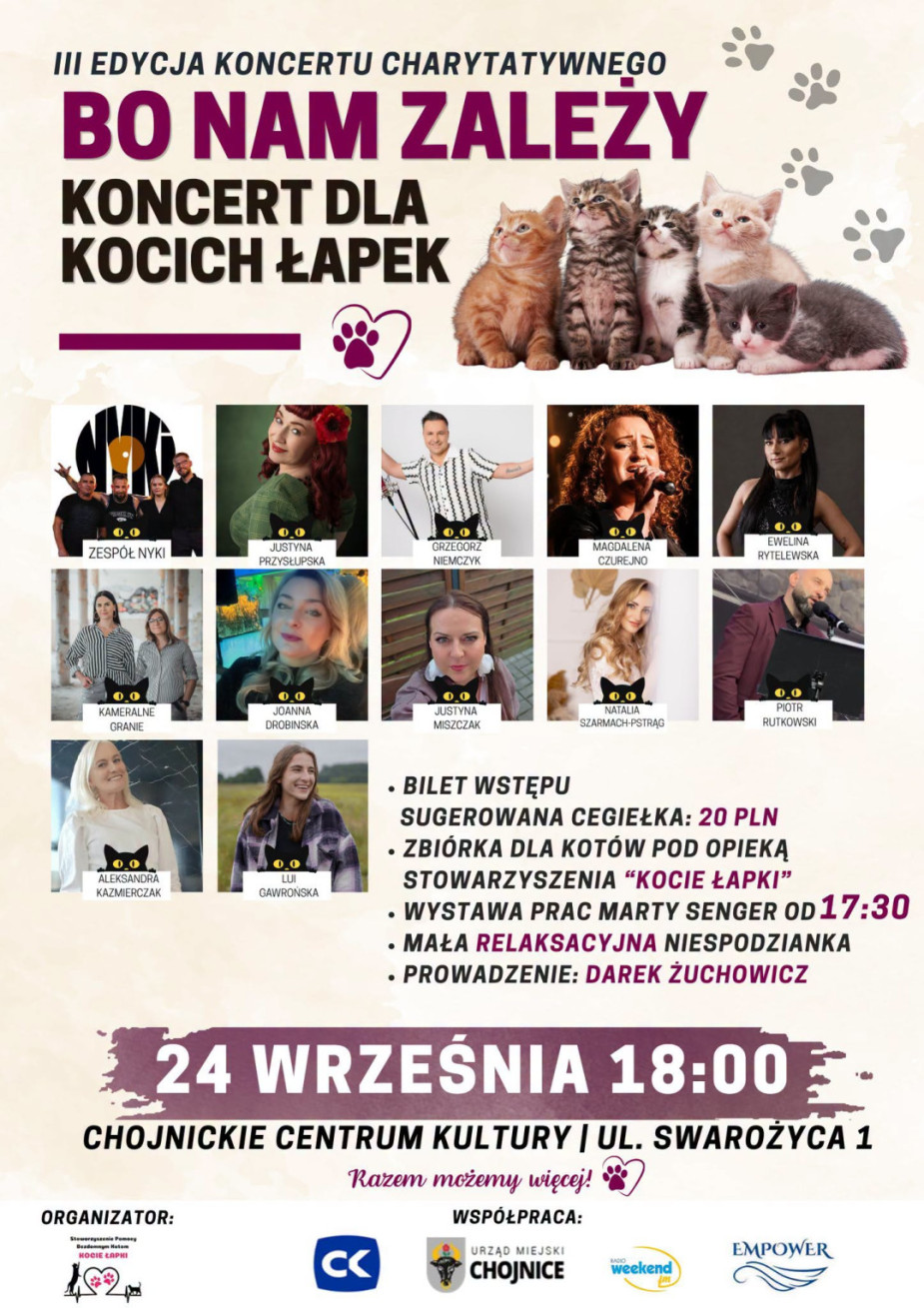 Będą zbierać pieniądze dla "Kocich Łapek". Przed nami trzecia edycja Koncertu Charytatywnego "Bo nam zależy" (ROZMOWA)