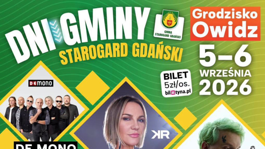 Muzyczne gwiazdy i gminne dożynki - przed nami Dni Gminy Starogard Gdański