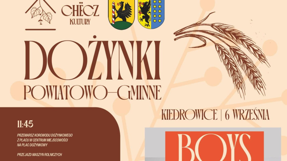 Jutro (6.09) dożynki powiatowo-gminne powiatu bytowskiego oraz gminy Lipnica. Ich gospodarzem będą Kiedrowice