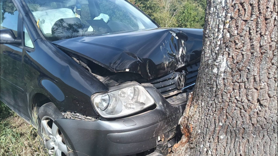 Volkswagen uderzył w drzewo w powiecie człuchowskim. Kierowca auta trafił do szpitala  