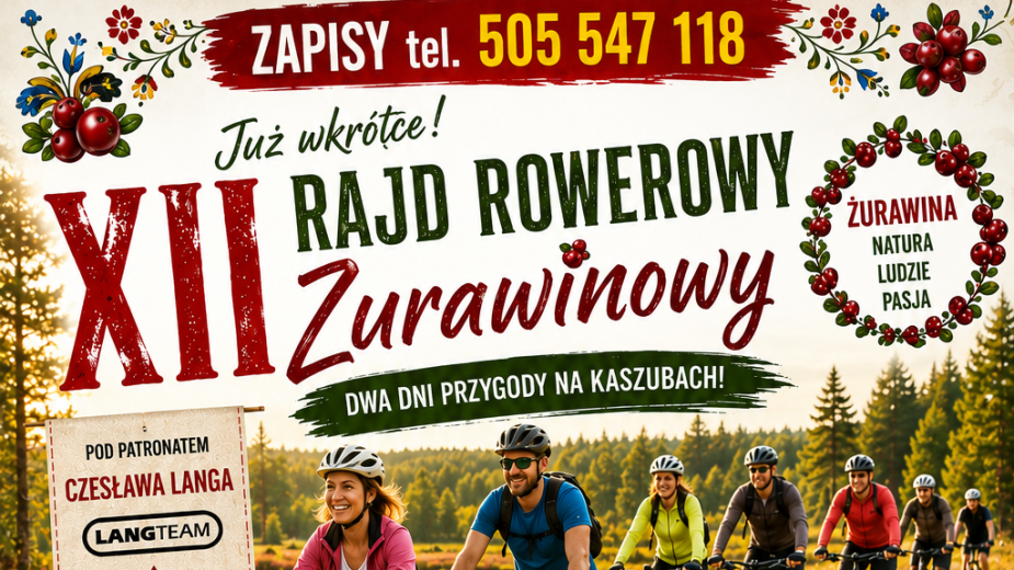 Trwają zapisy na rowerowe rajdy poprzedzające Festiwal Żurawiny w miejscowości Wętfie, w gminie Kościerzyna