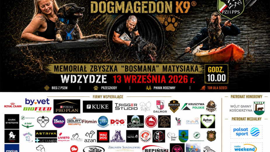Będą widowiskowe wyścigi przewodników i psów, a także piknik kynologiczny z wieloma atrakcjami. W najbliższą niedzielę (13.09.) we Wdzydzach, w gminie Kościerzyna, odbędzie się Dogmagedon K9