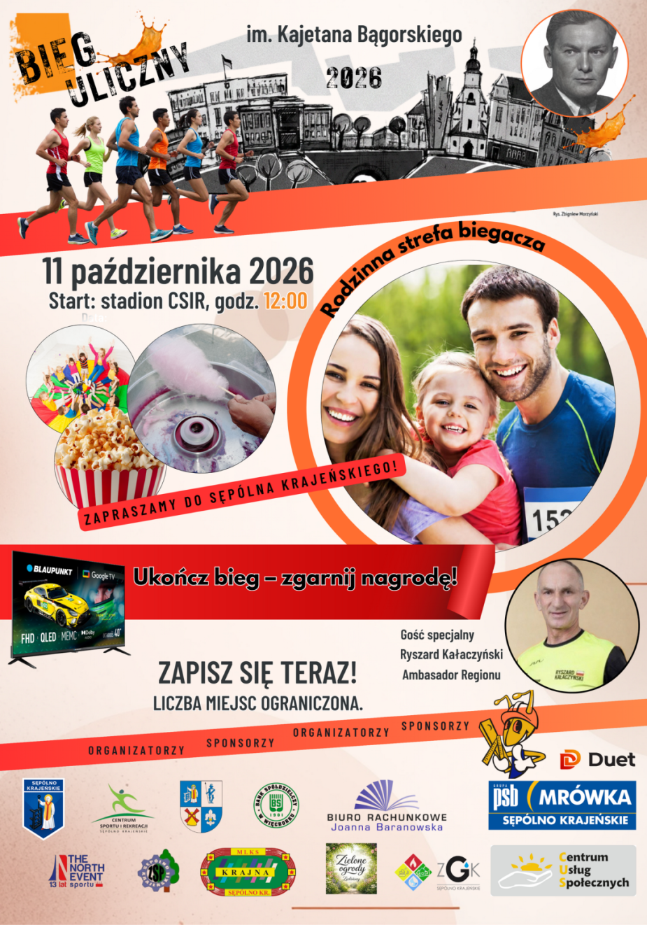 Trwają zapisy do kolejnej edycji biegu ulicznego im. Kajetana Bągorskiego w Sęp&oacute;lnie Krajeńskim. Impreza już w najbliższą niedzielę 11 października