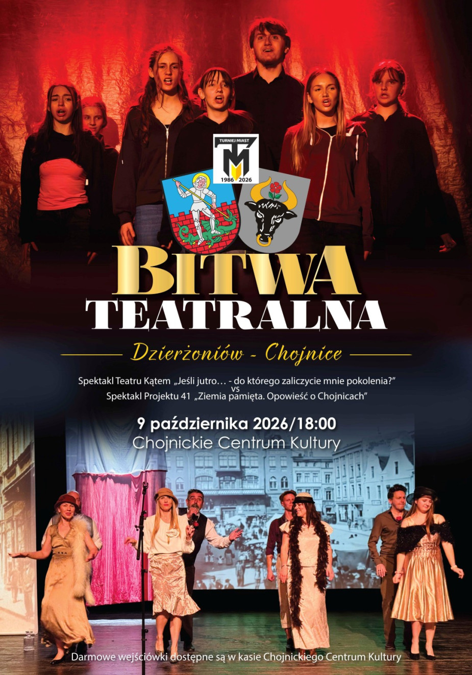 Turniej miast Chojnice-Dzierżoni&oacute;w powraca. Jutro (9.10) w Chojnickim Centrum Kultury wystawa fotograficzna i bitwa teatralna