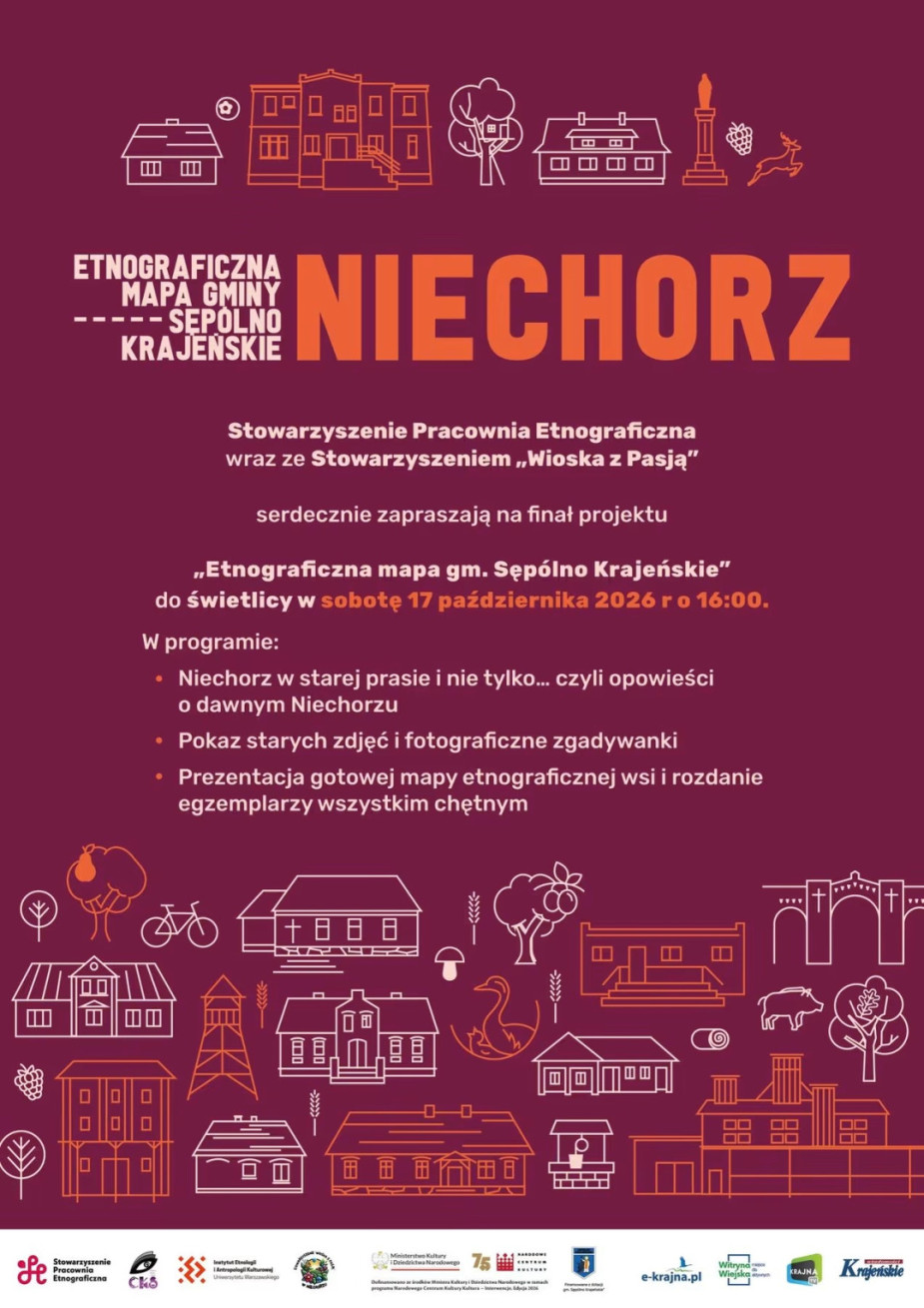 Dziś i jutro (16 - 17.10) w gminie Sęp&oacute;lno kolejne prezentacje map etnograficznych miejscowości. Tym razem Zalesie i Niechorz