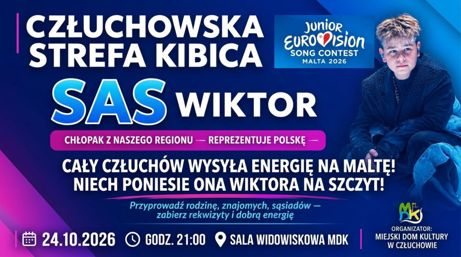 Wiktor Sas z Przechlewa wystąpi dziś (24.10) w finale Eurowizji Junior! Będą strefy kibica w Człuchowie i Przechlewie