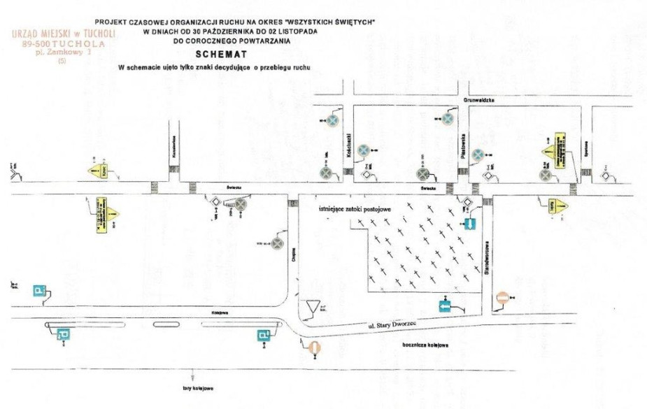 Od piątku 30 października zaczną obowiązywać zmiany w organizacji ruchu przy cmentarzu parafialnym w Tucholi (MAPKA)