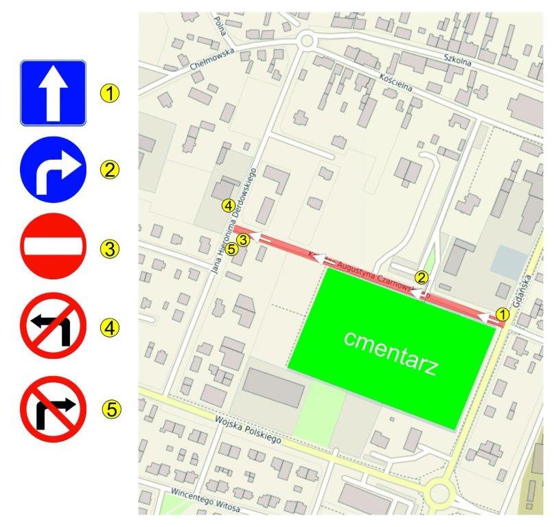 Więcej policji przy cmentarzach w powiecie chojnickim. Zmiana organizacji ruchu tylko w Brusach (MAPKA)