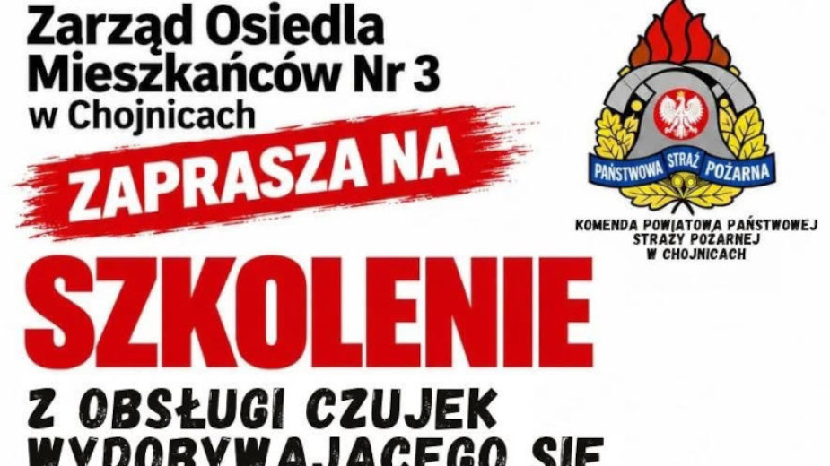 W poniedziałek (5.10) szkolenie dla mieszkańców Osiedla nr 3 w Chojnicach. Strażacy opowiedzą o czujkach czadu