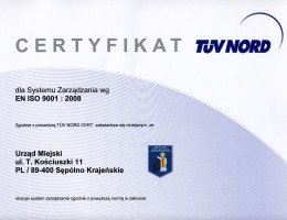 Urząd Miejski w Sępólnie Krajeńskim uzyskał certyfikat ISO